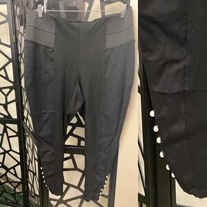 Eloquii Black Leggings with Pearl Detail